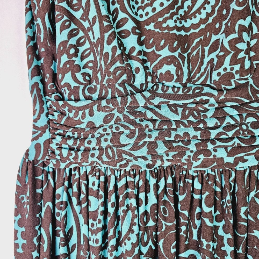 Jessica Howard Paisley Rouche Waist Sleeveless Midi High Neck Lined Dress, 10 - Picture 2 of 8
